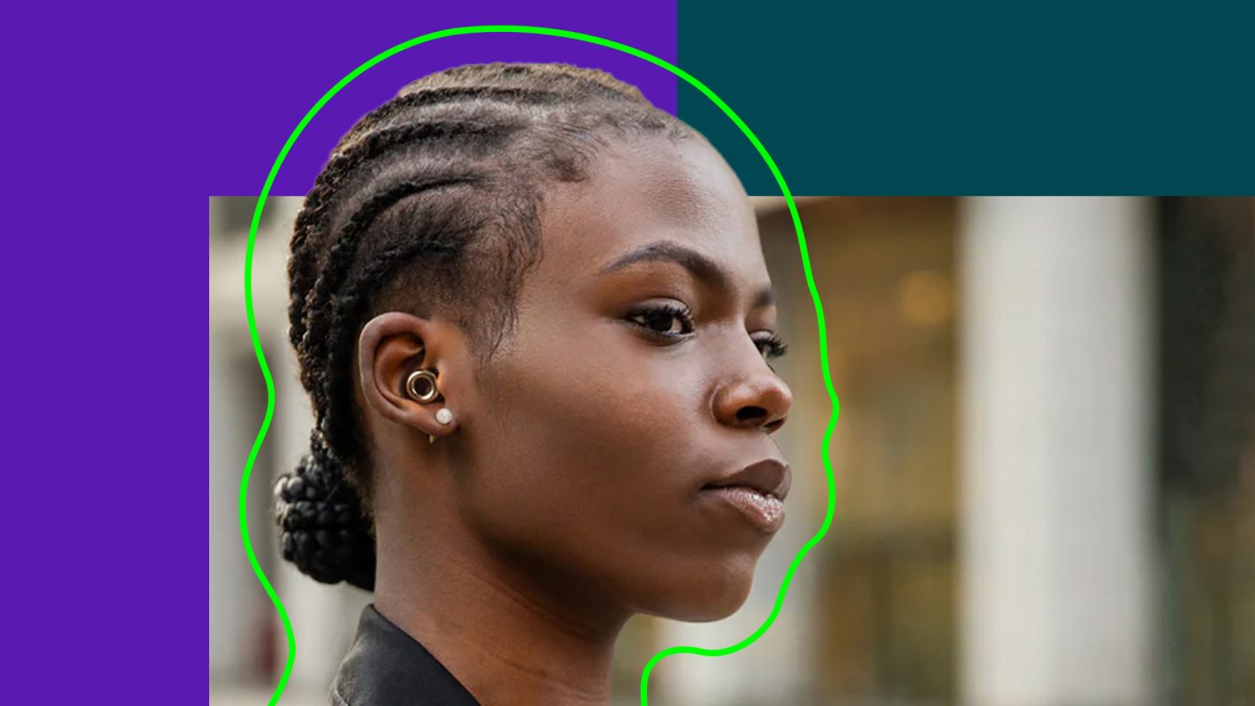 Block woman wearing Loop earplugs