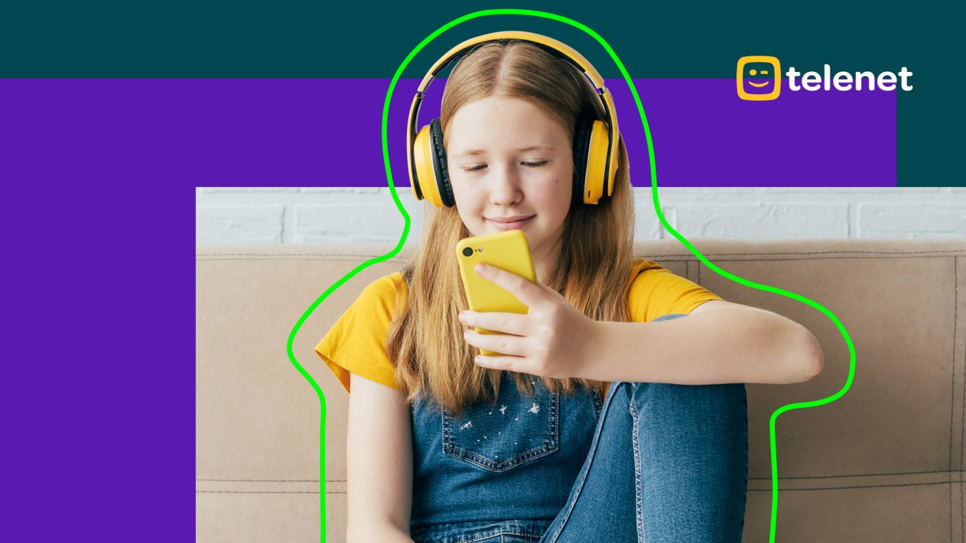 Young girl with headphone and smartphone