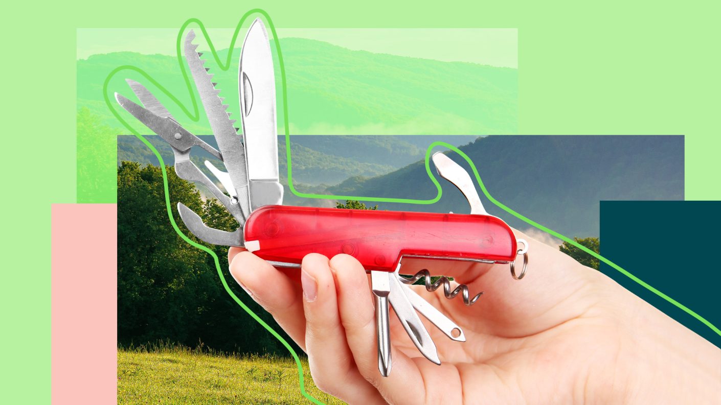 Hand holding a Swiss Army Knife