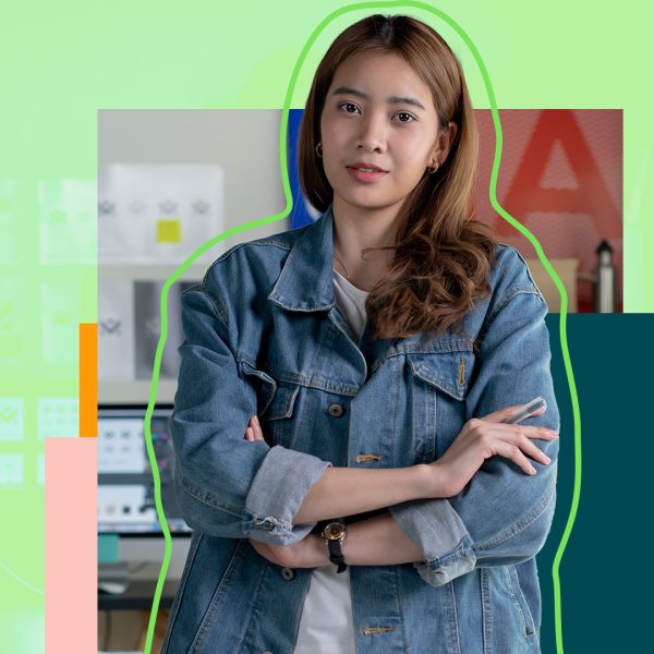 Young woman standing with arms crossed