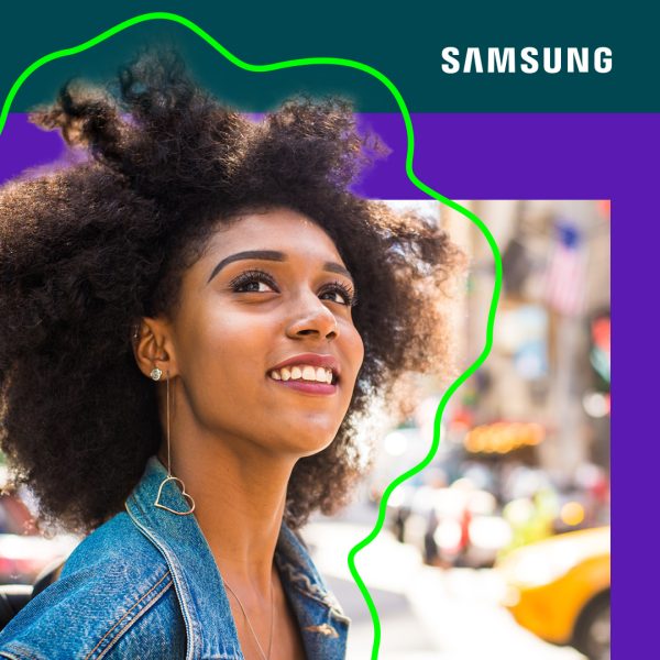 Woman in NYC looking around