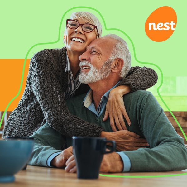 Older couple hugging