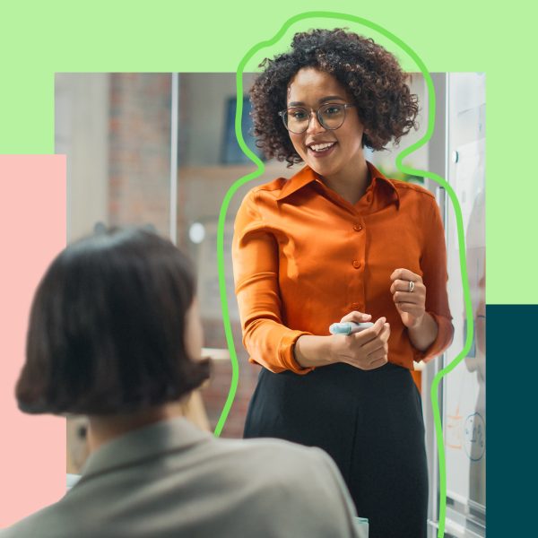 Woman presenting in a workshop