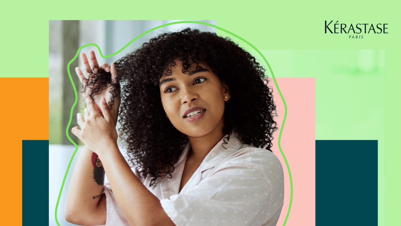 Woman touching curls