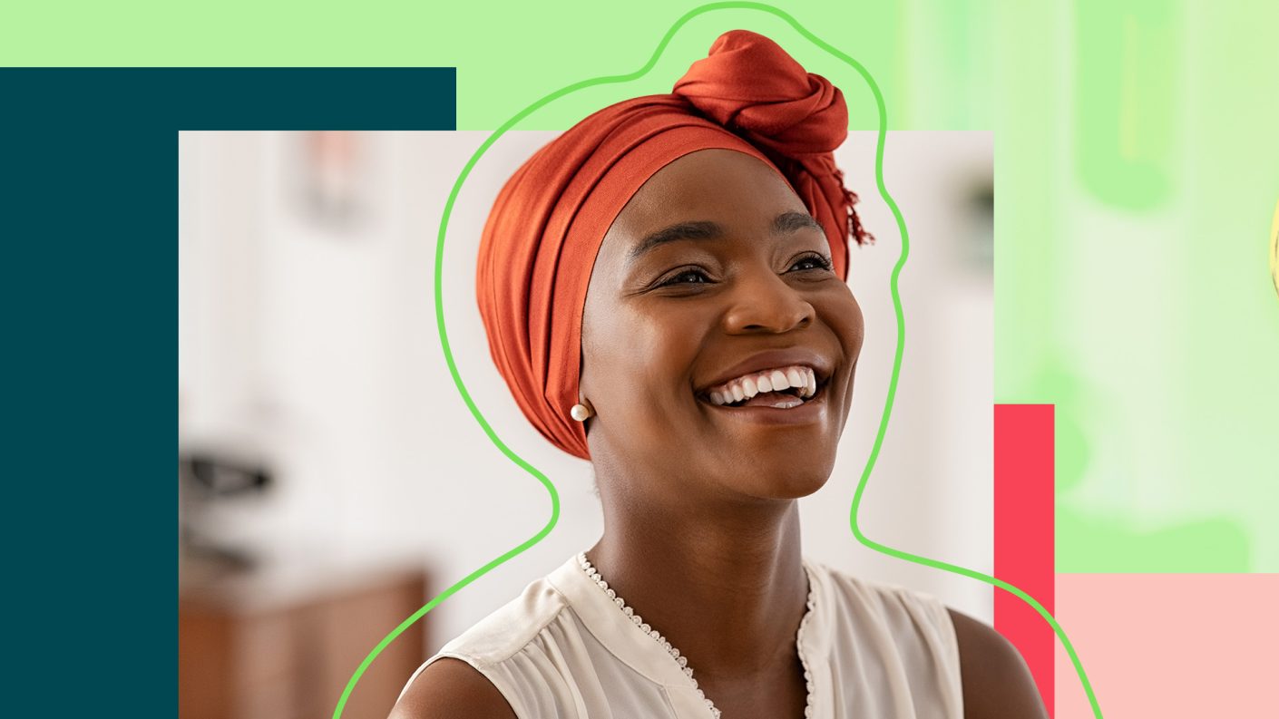 Woman with headscarf smiling