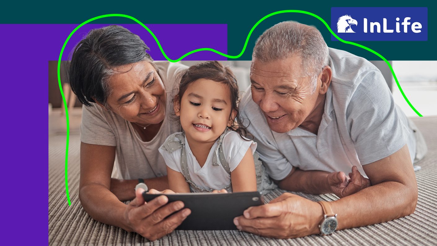 Grandparents playing with grandchild